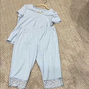 Ladies Light Blue Pajama Set 2 pc